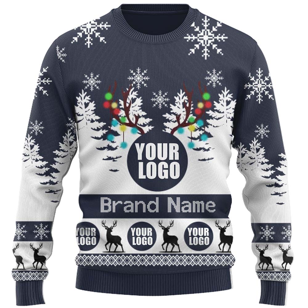 Custom Live Preview Logo Ugly Christmas Sweater For Men