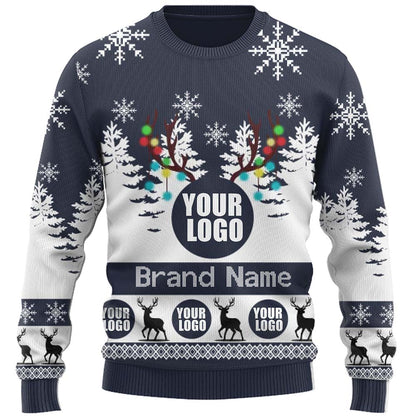 Custom Live Preview Logo Ugly Christmas Sweater For Men