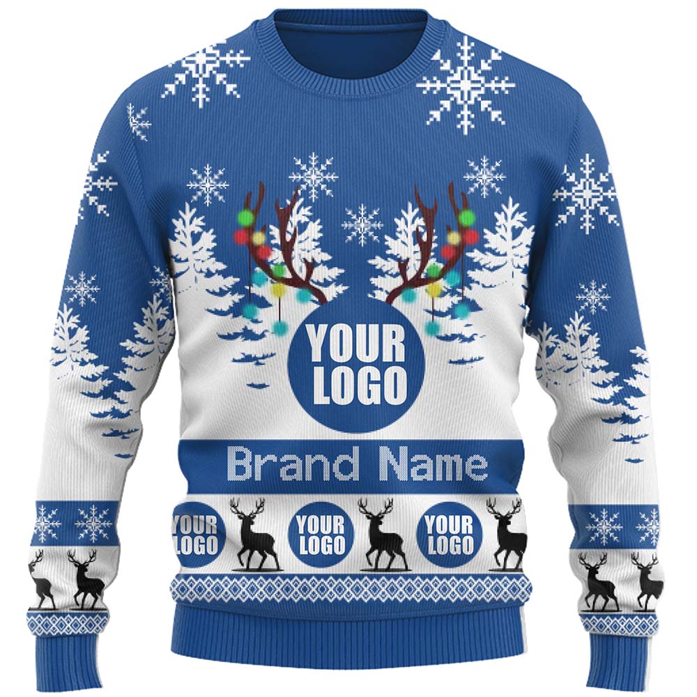 Custom Live Preview Logo Ugly Christmas Sweater For Men