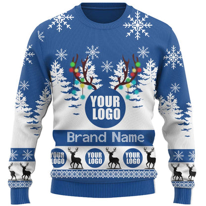 Custom Live Preview Logo Ugly Christmas Sweater For Men