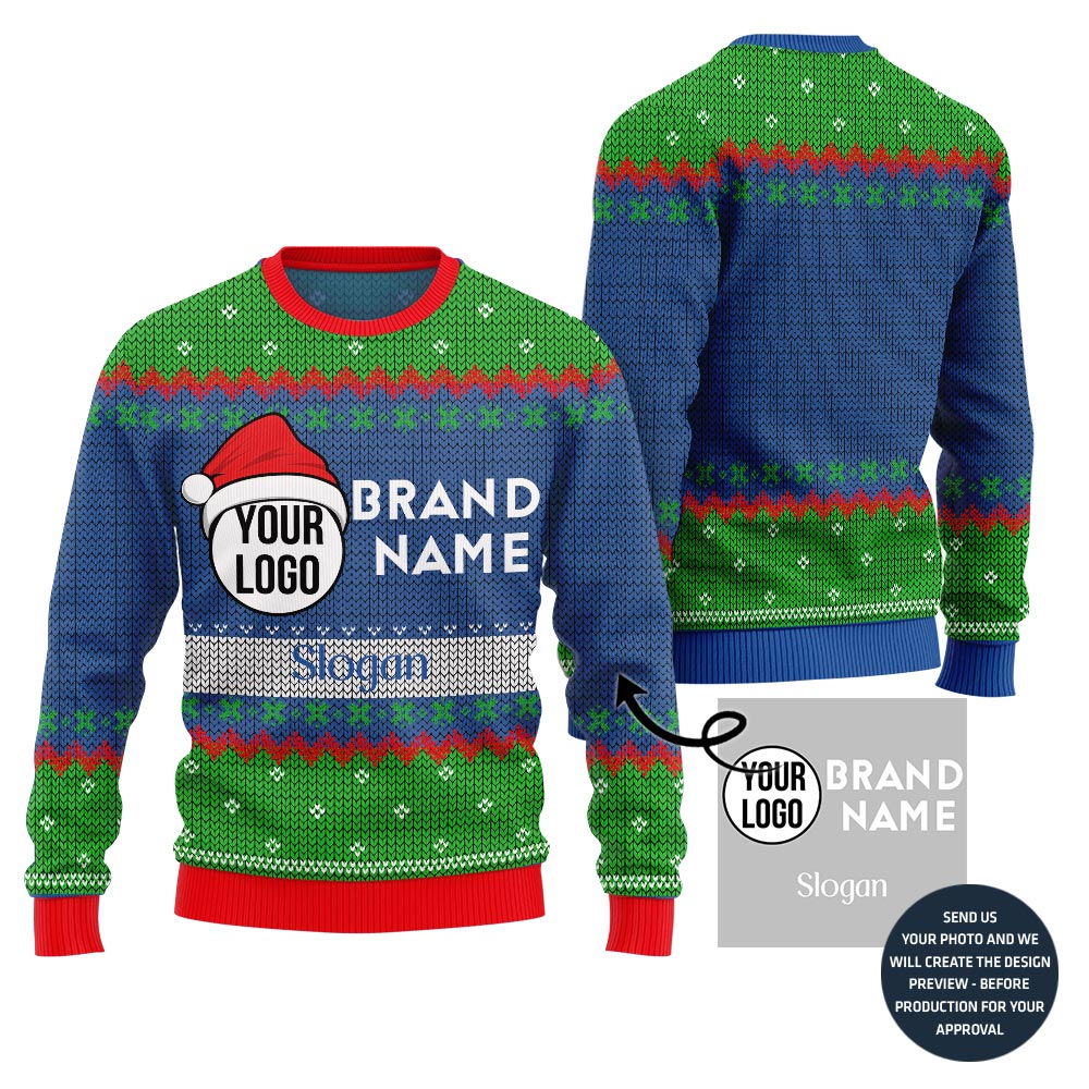 Custom Logo And Brand Name Slogan Christmas Sweater
