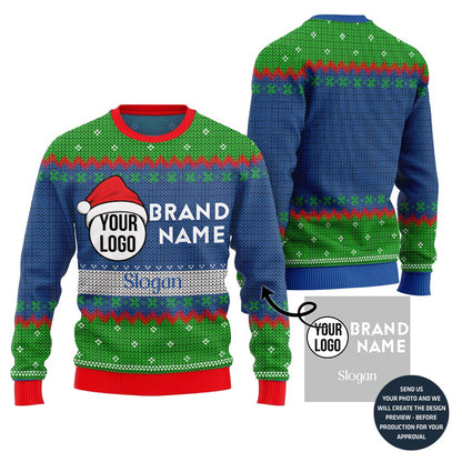Custom Logo And Brand Name Slogan Christmas Sweater