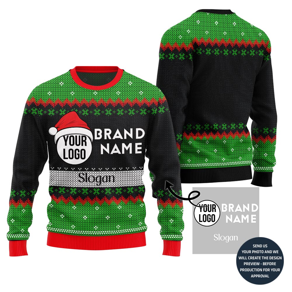 Custom Logo And Brand Name Slogan Christmas Sweater