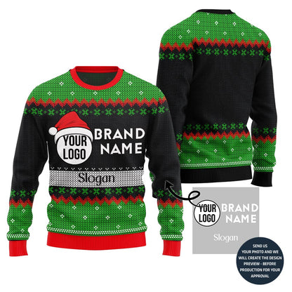 Custom Logo And Brand Name Slogan Christmas Sweater