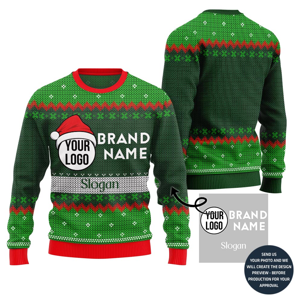 Custom Logo And Brand Name Slogan Christmas Sweater