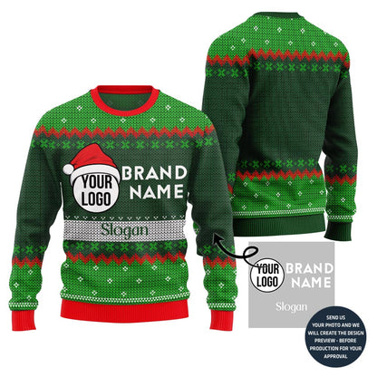 Custom Logo And Brand Name Slogan Christmas Sweater