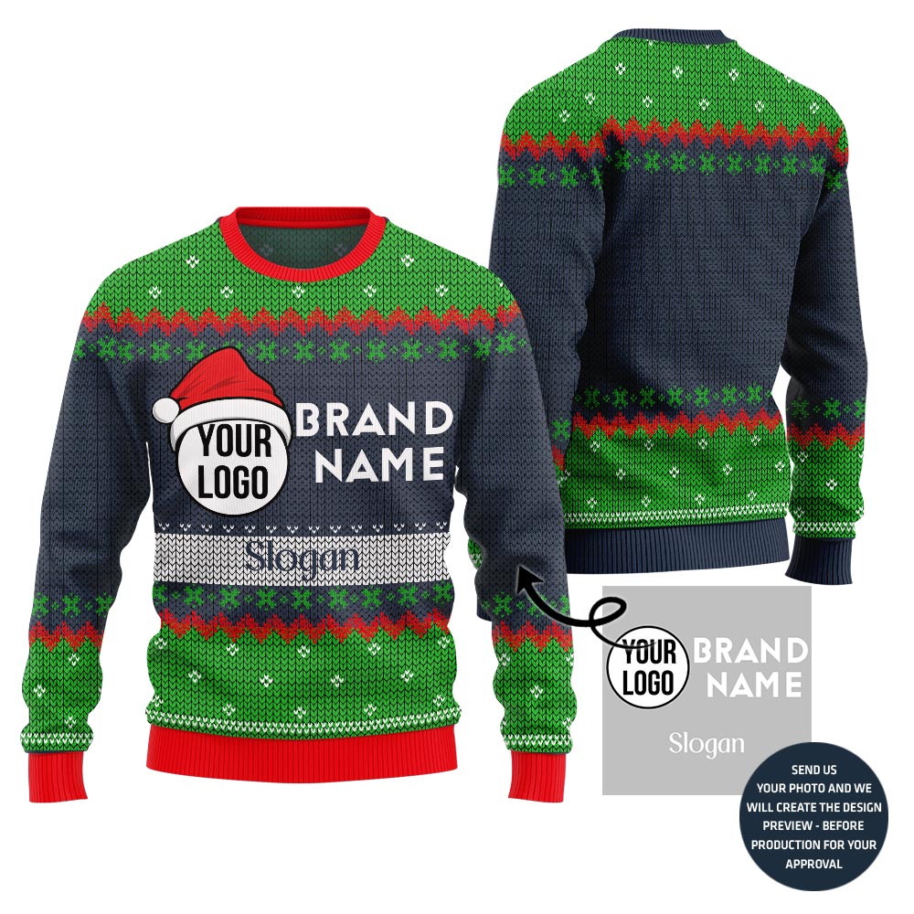 Custom Logo And Brand Name Slogan Christmas Sweater