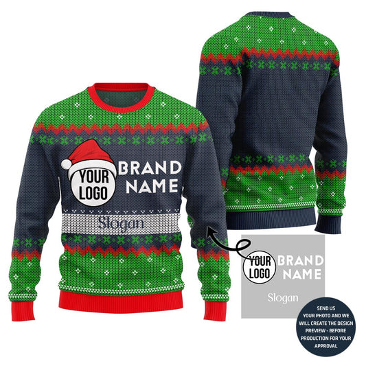 Custom Logo And Brand Name Slogan Christmas Sweater