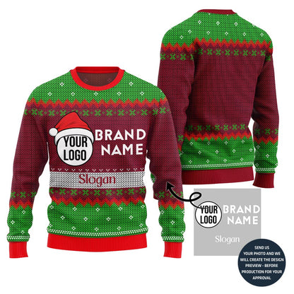 Custom Logo And Brand Name Slogan Christmas Sweater