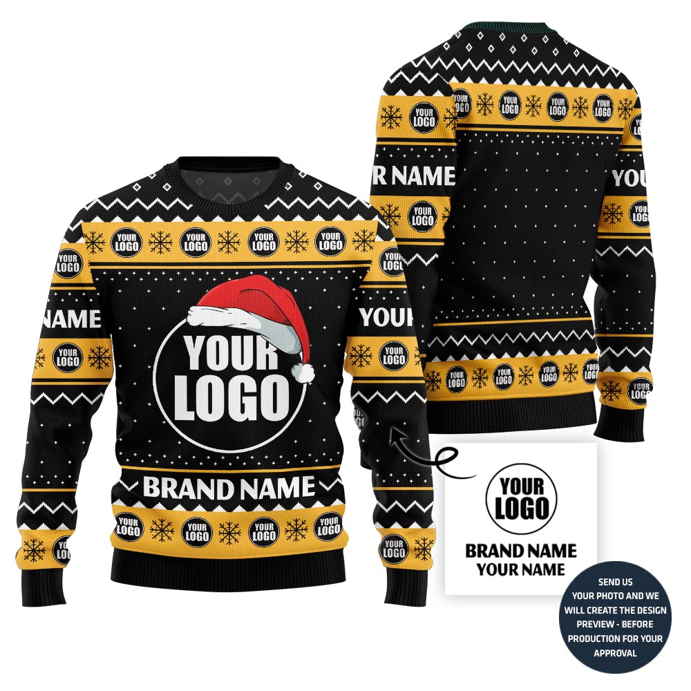 Custom Logo And Brand Name With Santa Hat Xmas Sweater