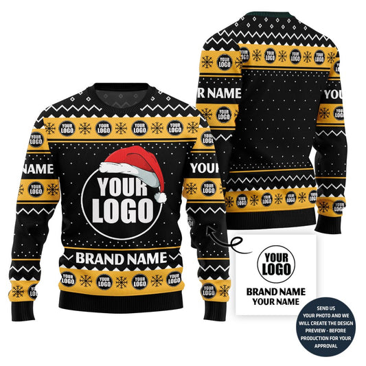Custom Logo And Brand Name With Santa Hat Xmas Sweater