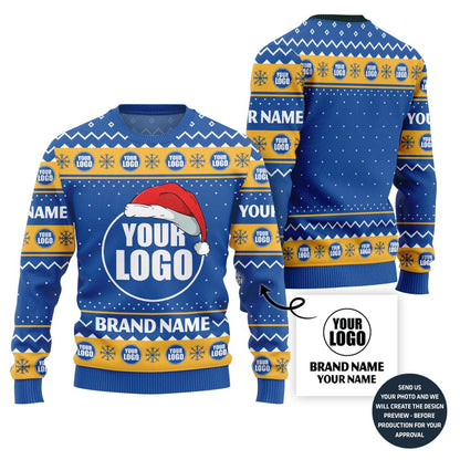 Custom Logo And Brand Name With Santa Hat Xmas Sweater