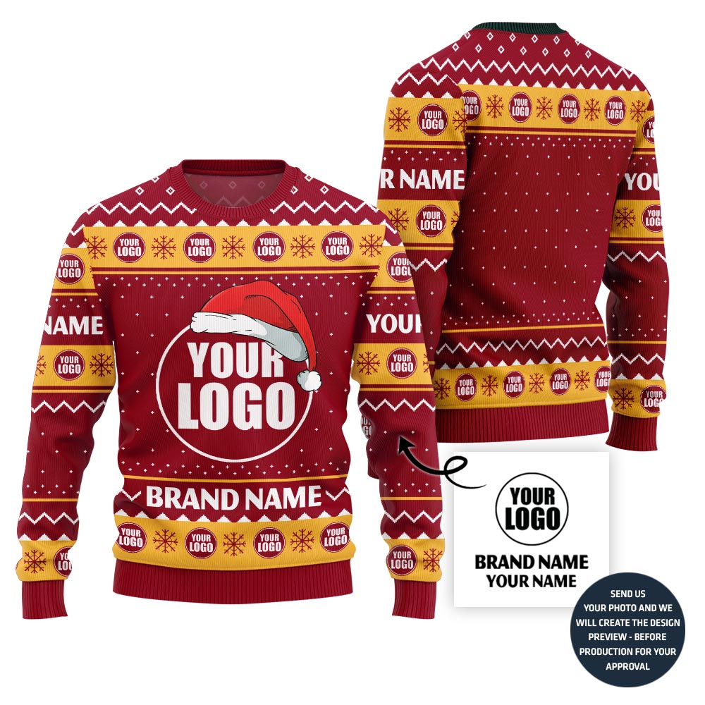 Custom Logo And Brand Name With Santa Hat Xmas Sweater