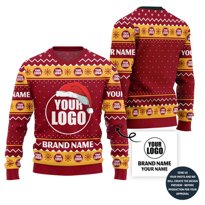 Custom Logo And Brand Name With Santa Hat Xmas Sweater