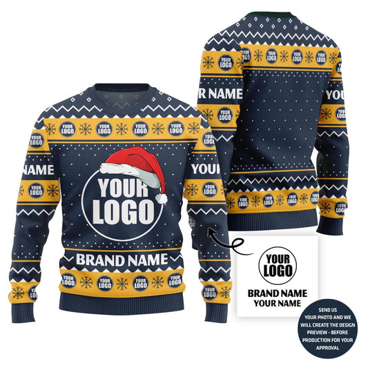 Custom Logo And Brand Name With Santa Hat Xmas Sweater