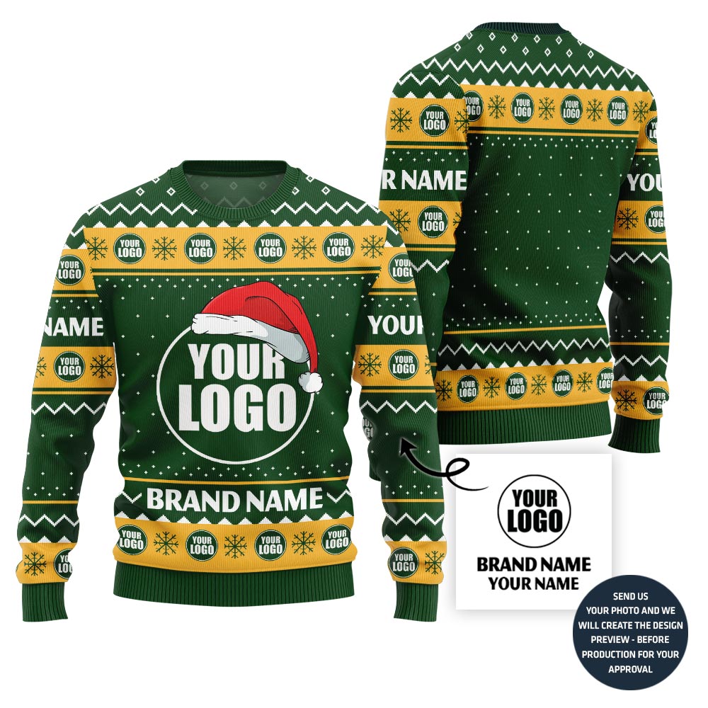 Custom Logo And Brand Name With Santa Hat Xmas Sweater