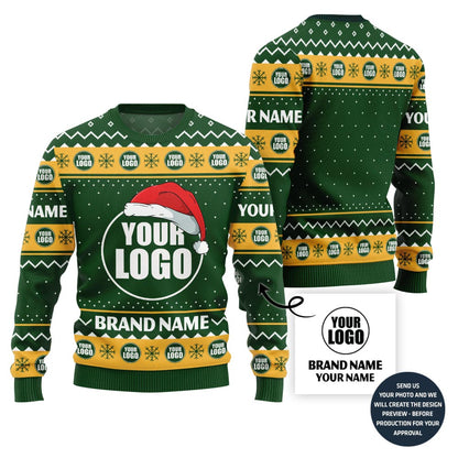 Custom Logo And Brand Name With Santa Hat Xmas Sweater