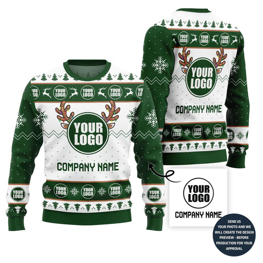 Custom Logo And Company Name Reindeer Xmas Sweater
