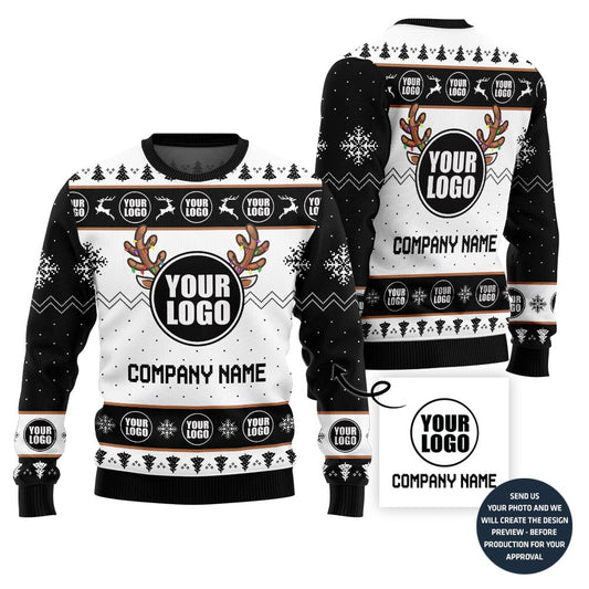 Custom Logo And Company Name Reindeer Xmas Sweater