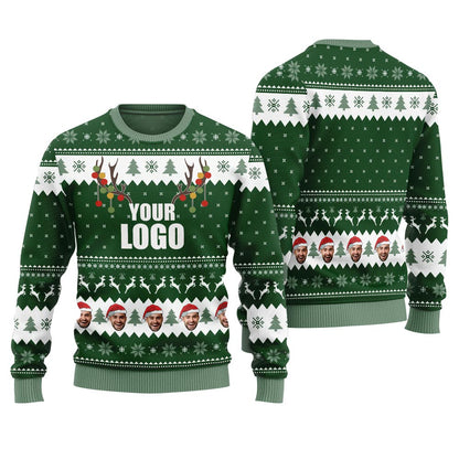 Custom Logo And Face Holiday Sweater