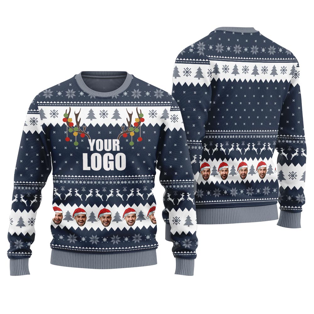Custom Logo And Face Holiday Sweater