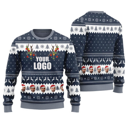 Custom Logo And Face Holiday Sweater