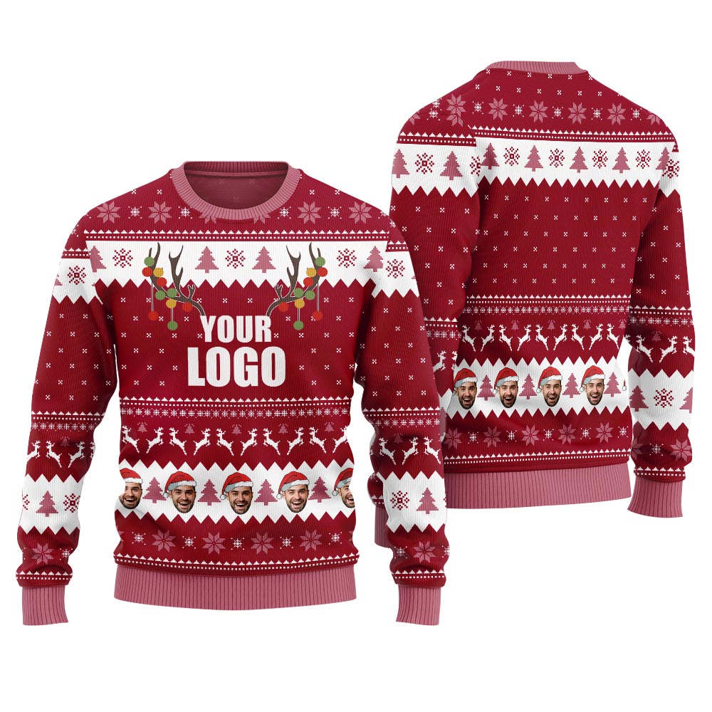 Custom Logo And Face Holiday Sweater