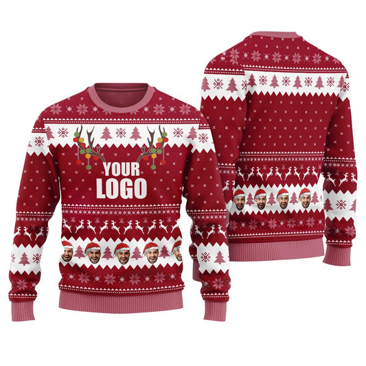 Custom Logo And Face Holiday Sweater