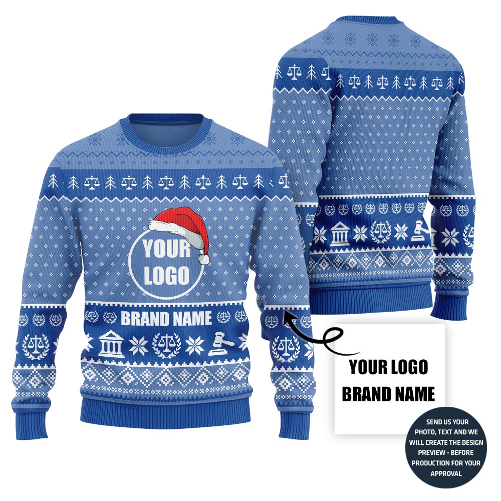 Custom Logo And Firm Name Ugly Xmas Sweater For Lawyers