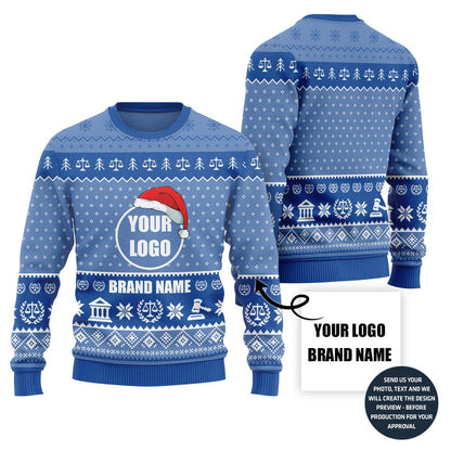 Custom Logo And Firm Name Ugly Xmas Sweater For Lawyers