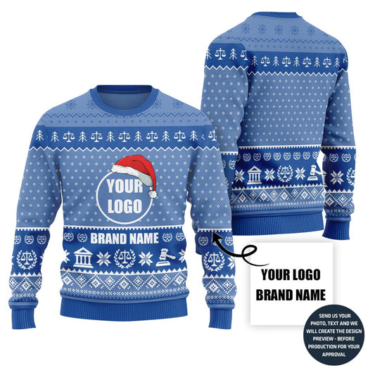 Custom Logo And Firm Name Ugly Xmas Sweater For Lawyers