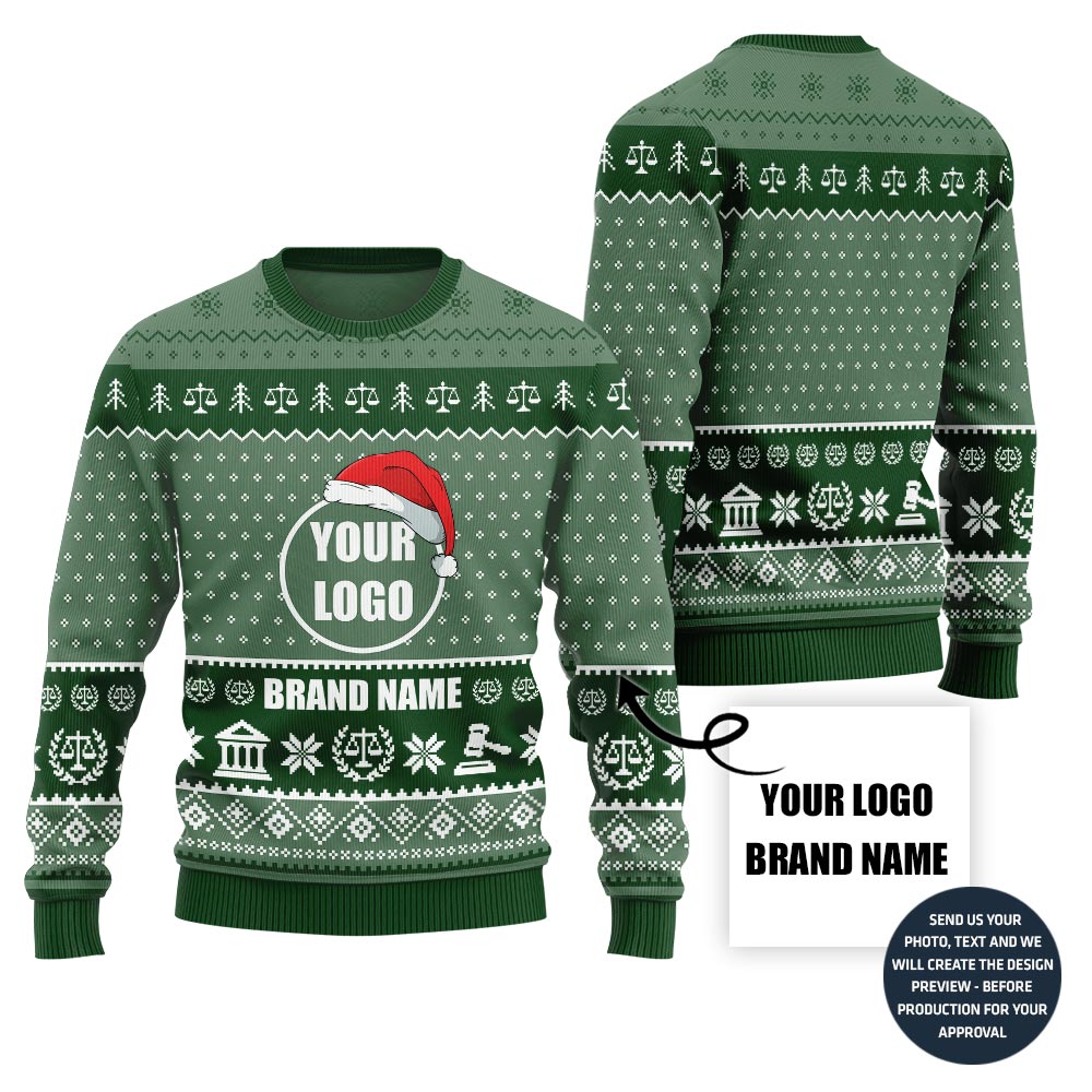 Custom Logo And Firm Name Ugly Xmas Sweater For Lawyers