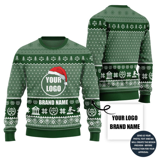 Custom Logo And Firm Name Ugly Xmas Sweater For Lawyers