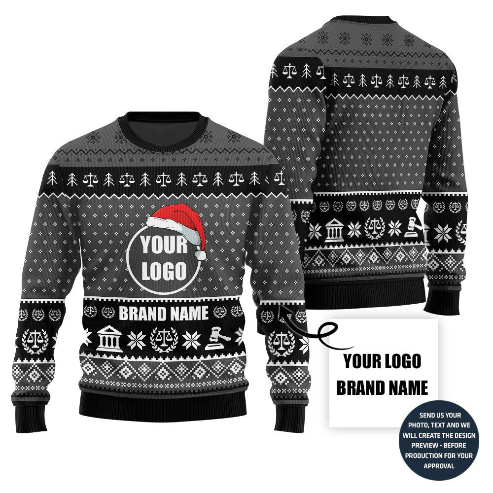 Custom Logo And Firm Name Ugly Xmas Sweater For Lawyers