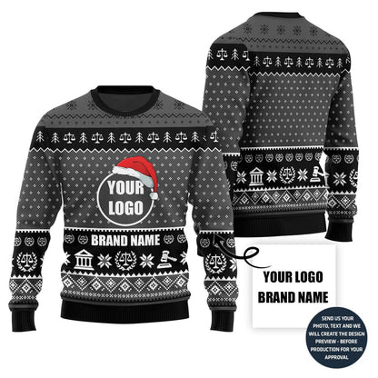 Custom Logo And Firm Name Ugly Xmas Sweater For Lawyers