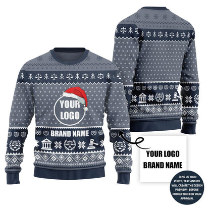 Custom Logo And Firm Name Ugly Xmas Sweater For Lawyers