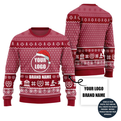 Custom Logo And Firm Name Ugly Xmas Sweater For Lawyers
