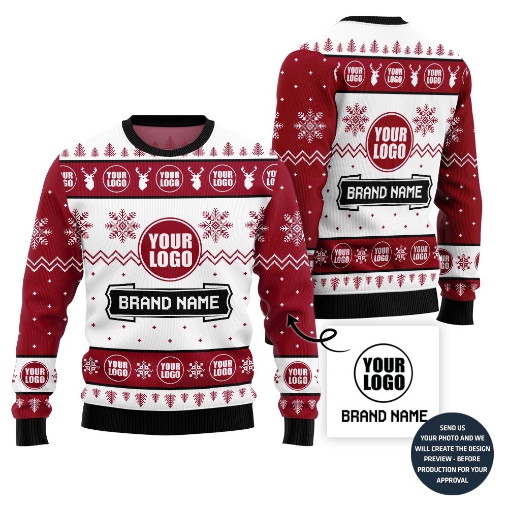 Custom Logo And Name Christmas Sweater For Business