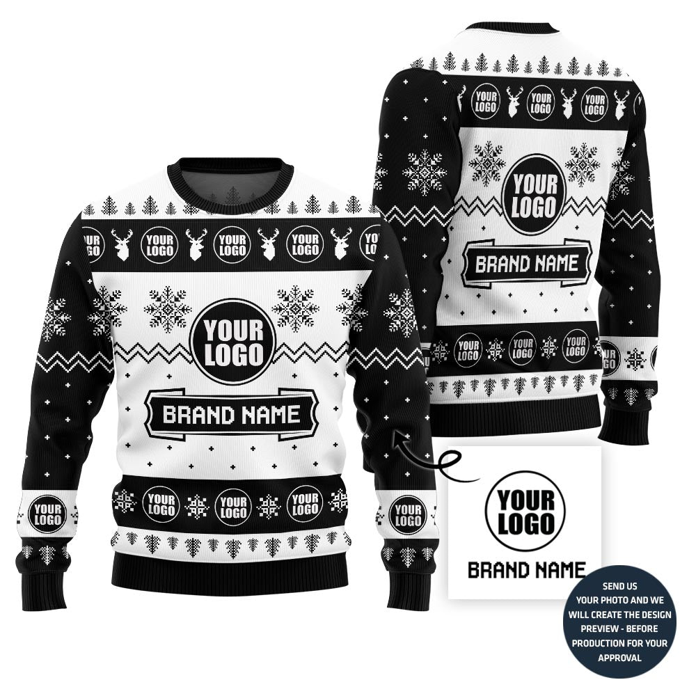 Custom Logo And Name Christmas Sweater For Business