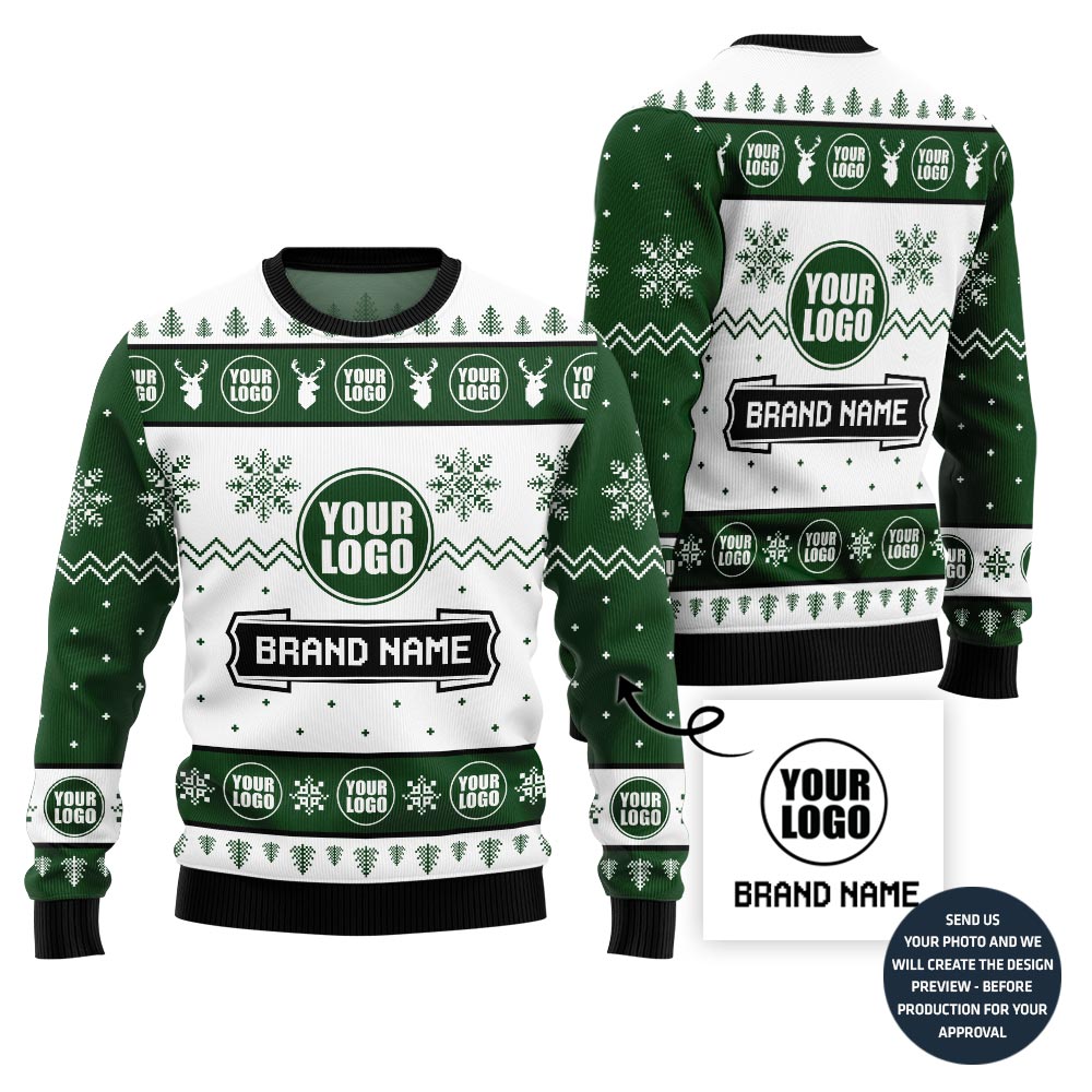 Custom Logo And Name Christmas Sweater For Business