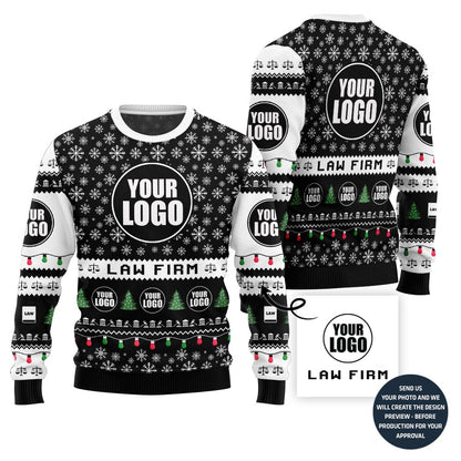 Custom Logo And Name Christmas Sweater For Law Firm