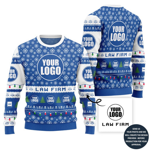Custom Logo And Name Christmas Sweater For Law Firm
