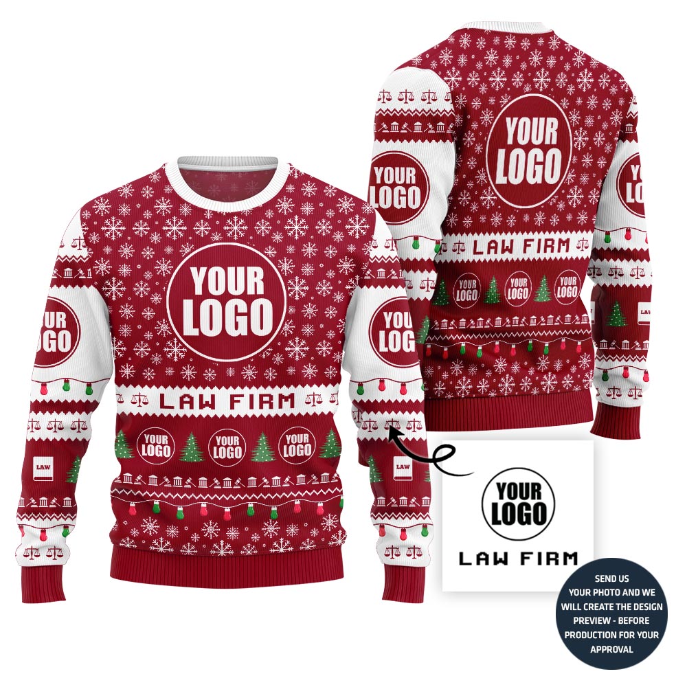 Custom Logo And Name Christmas Sweater For Law Firm