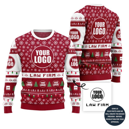 Custom Logo And Name Christmas Sweater For Law Firm