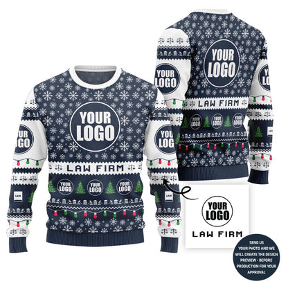 Custom Logo And Name Christmas Sweater For Law Firm