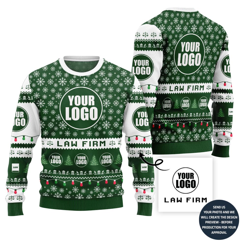 Custom Logo And Name Christmas Sweater For Law Firm