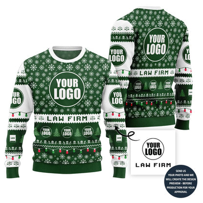 Custom Logo And Name Christmas Sweater For Law Firm