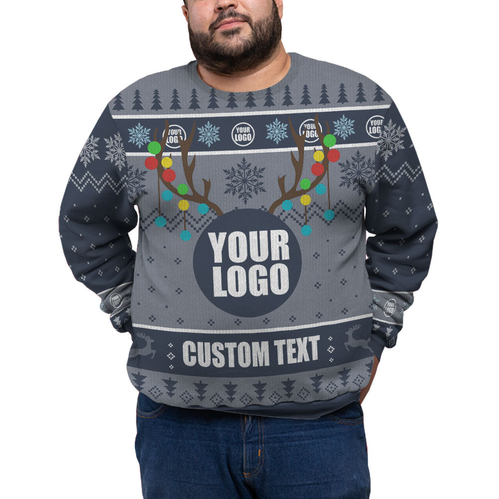 Custom Logo And Name For Team Plus Size Xmas Sweater