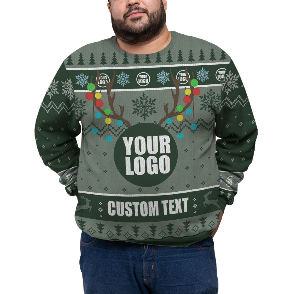 Custom Logo And Name For Team Plus Size Xmas Sweater