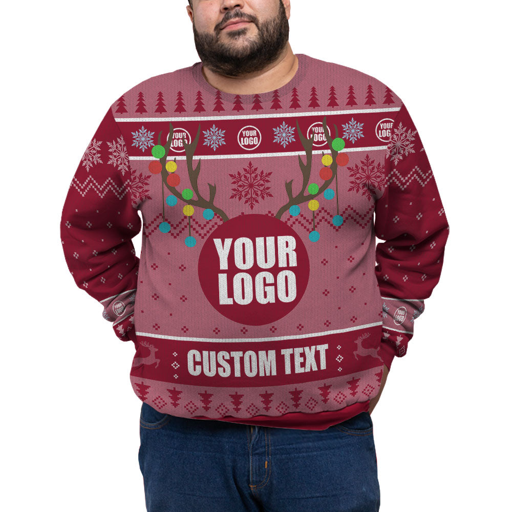 Custom Logo And Name For Team Plus Size Xmas Sweater